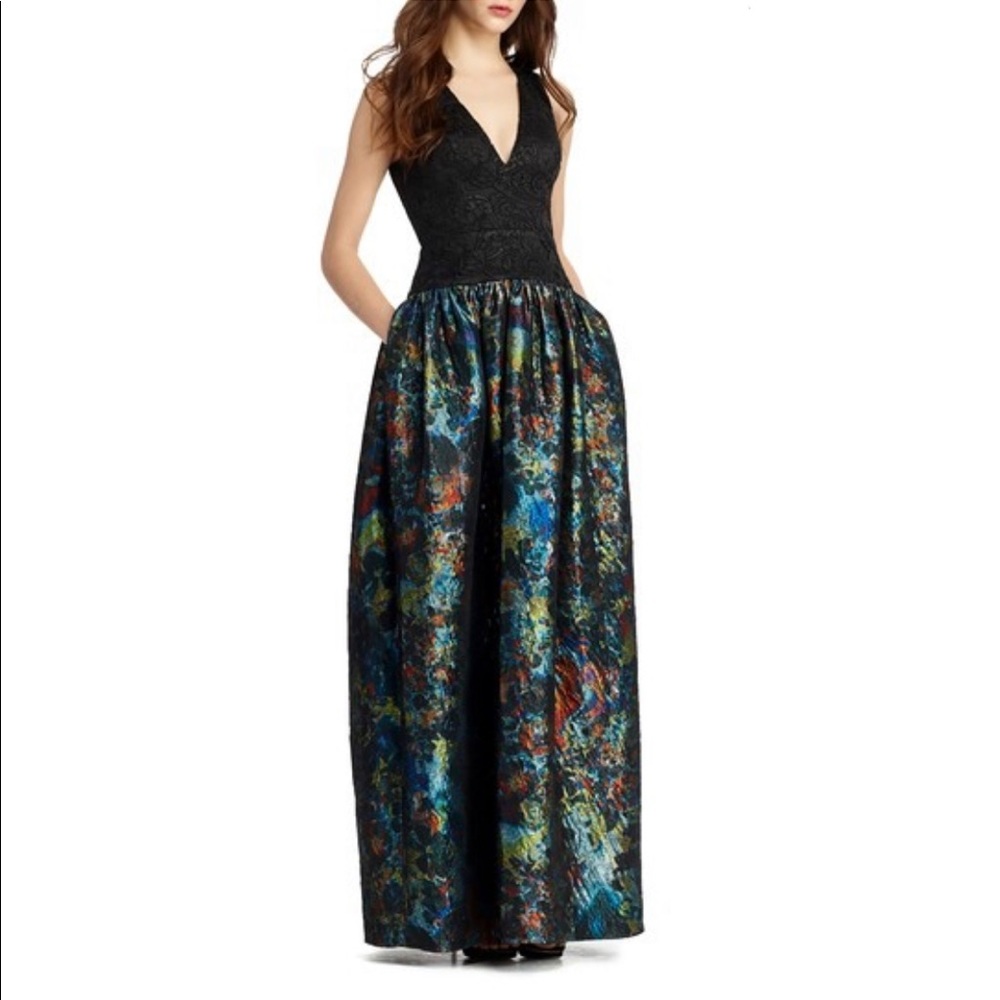 Monique Lhuillier Brocade Twofer Gown